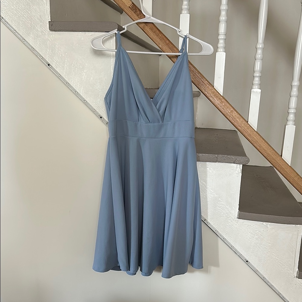 Elegant Blue Sleeveless Dress